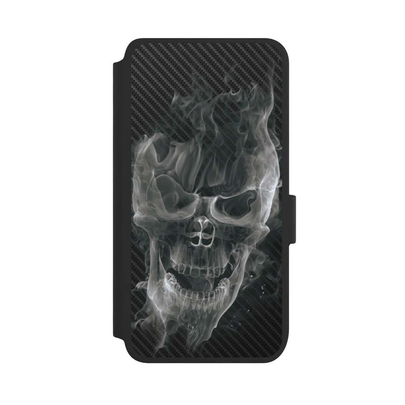 Galaxy S25 NIVOflip rauchender Totenkopf Carbon