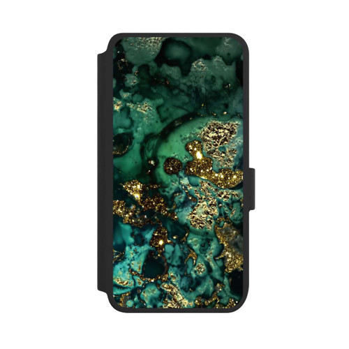 Samsung Galaxy S25 NIVOflip Cyan Glitzer Marmorlook