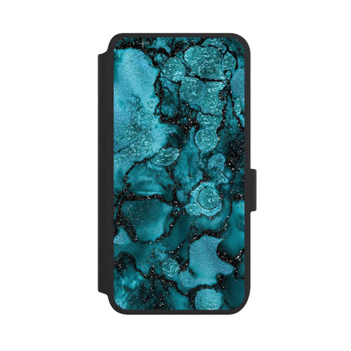 Samsung Galaxy S25 NIVOflip  Blauer Glitzerlook