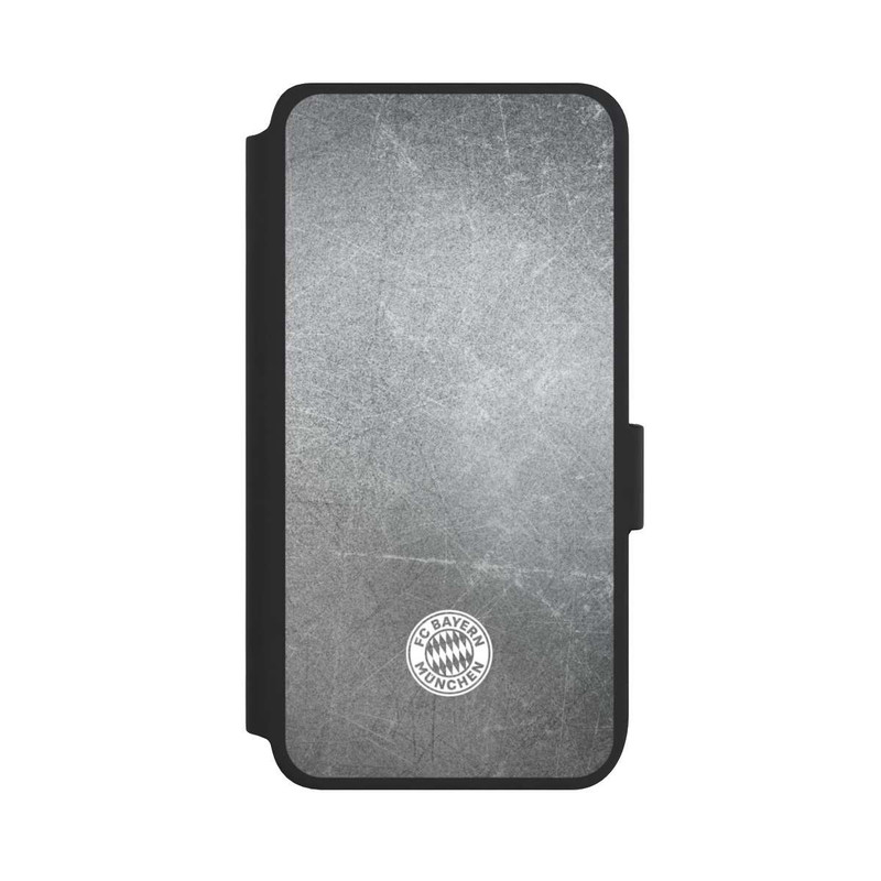 Galaxy S25 NIVOflip Klassisches FCB Logo Klein - Weiß auf Metalllook