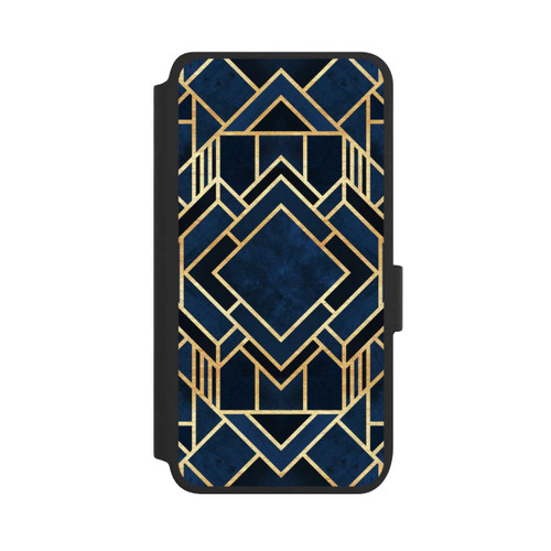 Samsung Galaxy S25 NIVOflip Kunst Deko Blau Golddruck