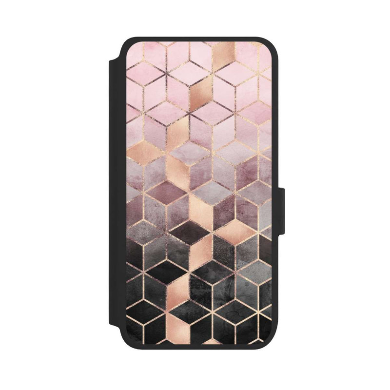 Galaxy S25 NIVOflip Pink-grauer Farbverlauf Würfel Druck