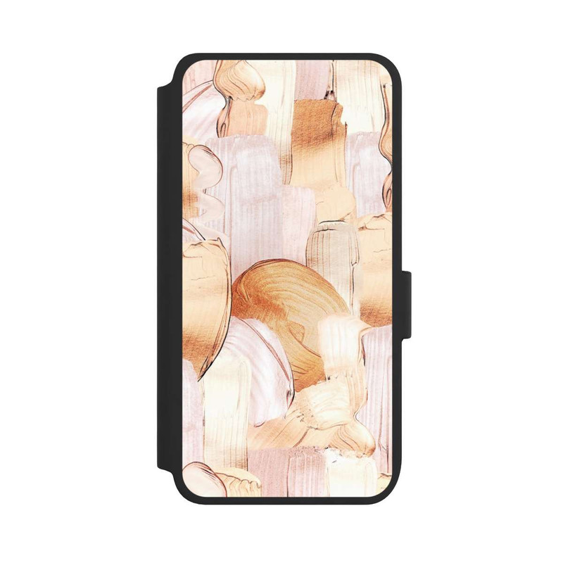 Galaxy S25 NIVOflip Motif de pinceau blanc/or