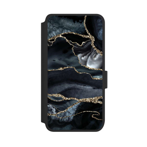 Samsung Galaxy S25 NIVOflip Dunkler Marmor Gold Glitzerlook