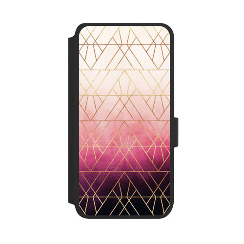Samsung Galaxy S25 NIVOflip Pink Ombre Triangles Gold Print