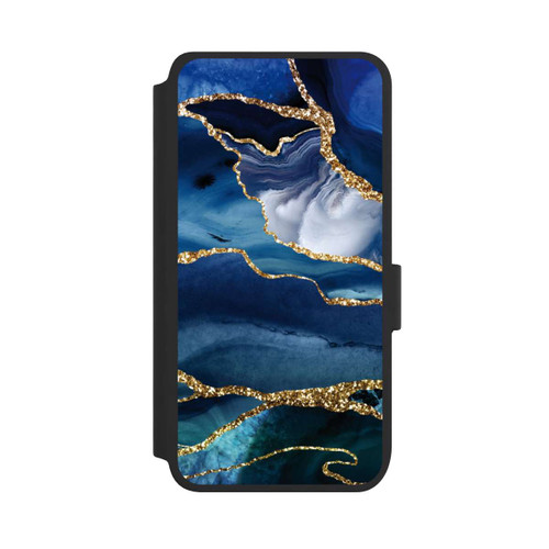 Samsung Galaxy S25 NIVOflip Blue Marble Gold Glitter Look