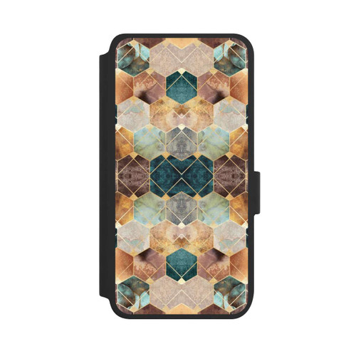 Samsung Galaxy S25 NIVOflip Naturfarbene Sechsecke und Diamanten