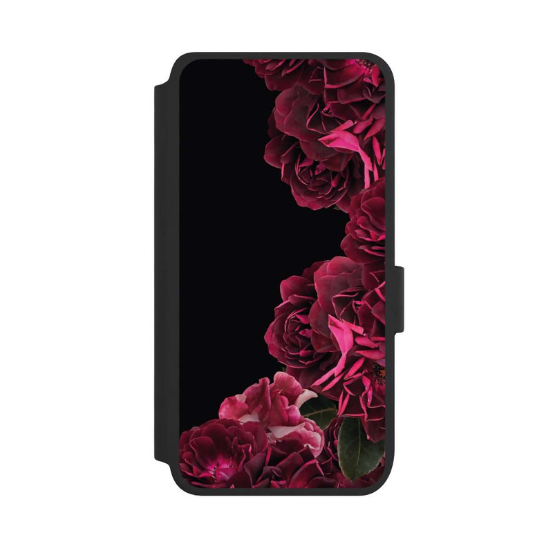 Galaxy S25 NIVOflip Vintage Rosen auf Schwarz