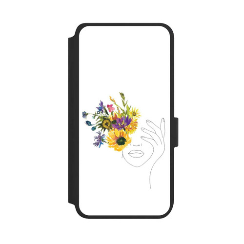 Samsung Galaxy S25 NIVOflip Line Art Frau Sonnenblumen