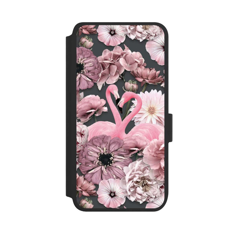 Galaxy S25 NIVOflip Flamants roses en motif de fleurs