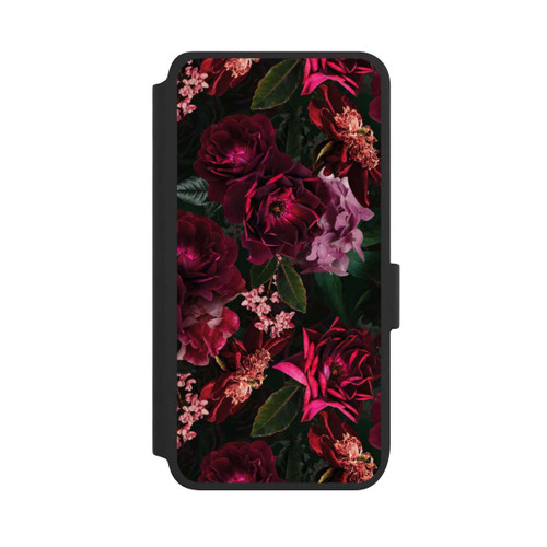 Samsung Galaxy S25 NIVOflip Dunkle romantische Vintage Rosen und Pfingstrosen