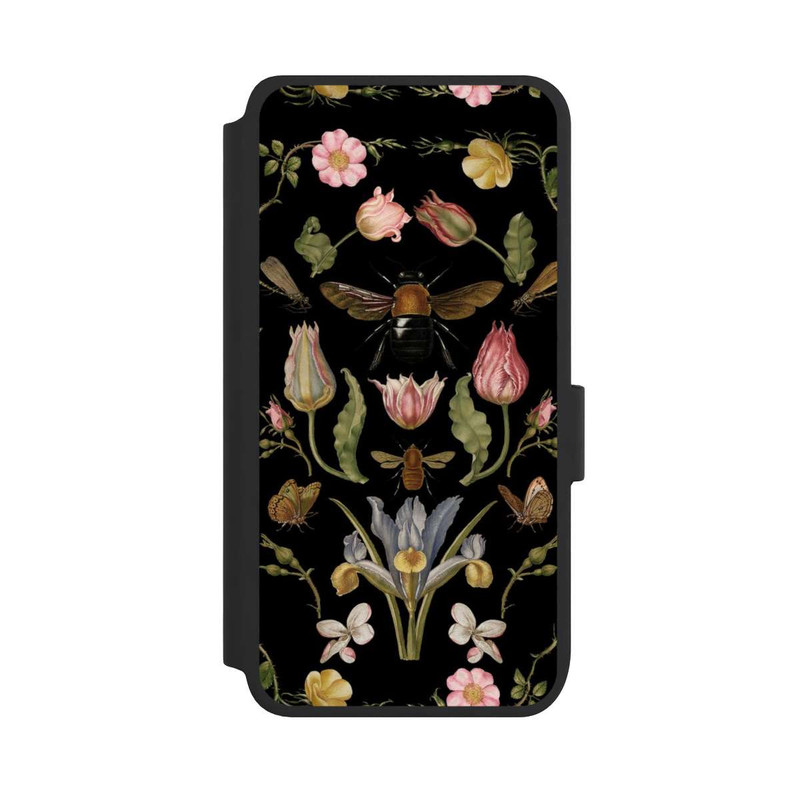 Galaxy S25 NIVOflip Wildblumen und Biene Schwarz