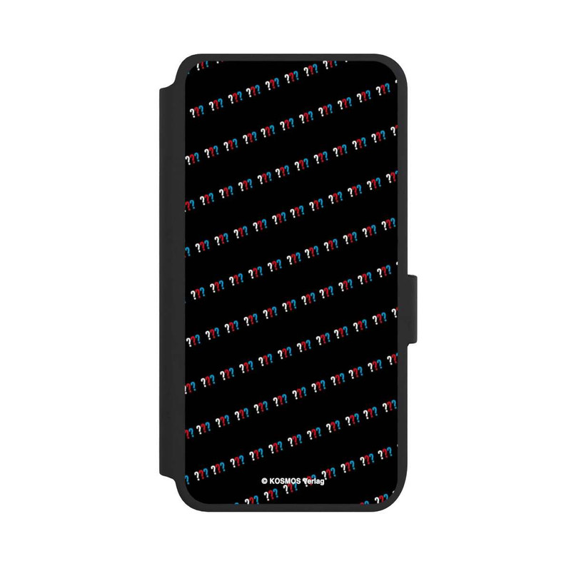 Galaxy S25 NIVOflip Drei Fragezeichen Muster Schräg