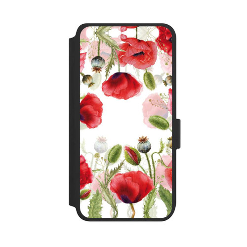 Samsung Galaxy S25 NIVOflip Rahmen aus Mohnblumen