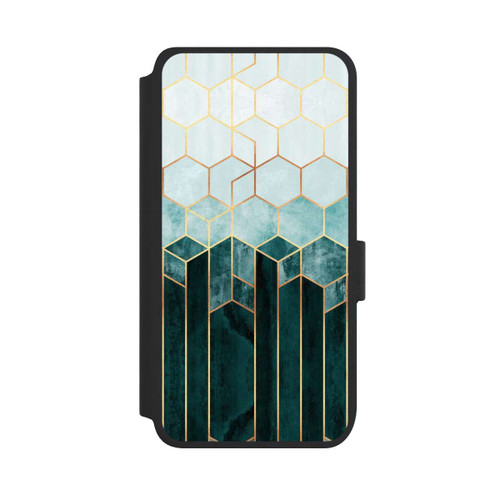 Samsung Galaxy S25 NIVOflip Blaugrüne Sechsecke