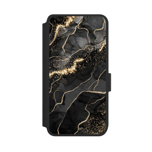 Samsung Galaxy S25 NIVOflip Look Spirales de Marbre Sombre &amp; Or