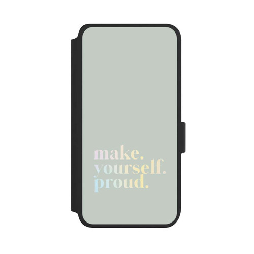 Samsung Galaxy S25 NIVOflip Make Yourself Proud Zitat-Minze und Farbverlauf