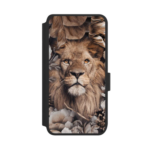 Samsung Galaxy S25 NIVOflip Löwe Blumenrahmen Beige