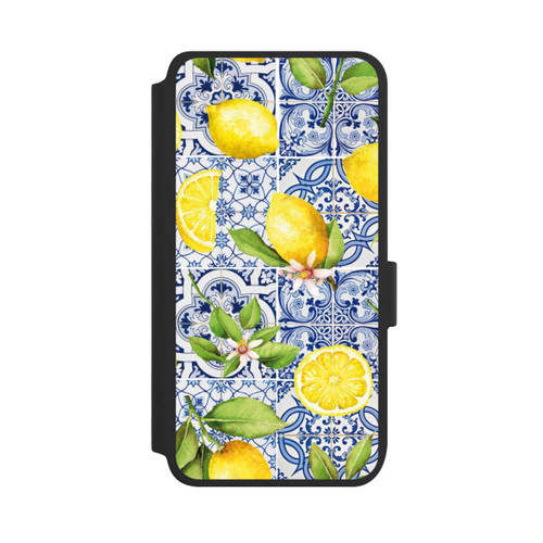 Samsung Galaxy S25 NIVOflip Mediterrane Amalfi Küste mit Blauen Kacheln und Zitronen