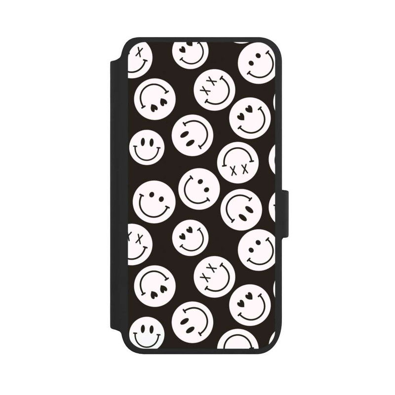 Galaxy S25 NIVOflip Smiles Emotes Pattern Black And White