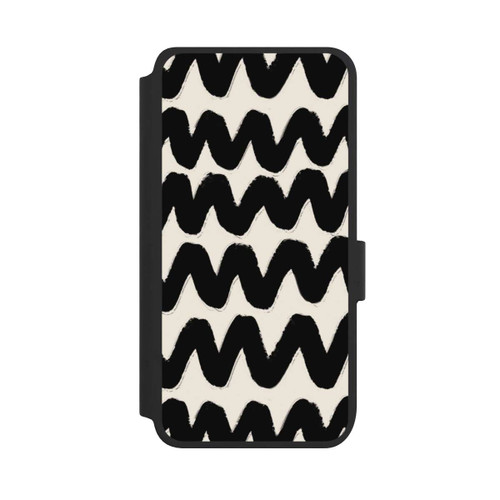 Samsung Galaxy S25 NIVOflip Vagues Noires Pattern