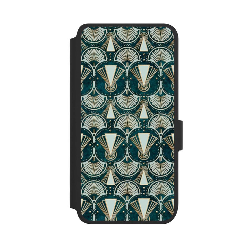 Galaxy S25 NIVOflip Art Deco Green Pattern