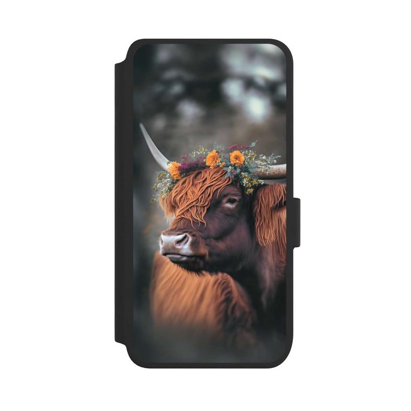 Galaxy S25 NIVOflip Vache des Highlands avec des fleurs avec IA