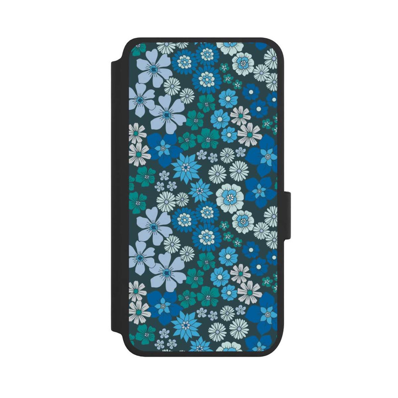 Galaxy S25 NIVOflip Fleurs bleues DeinDesign