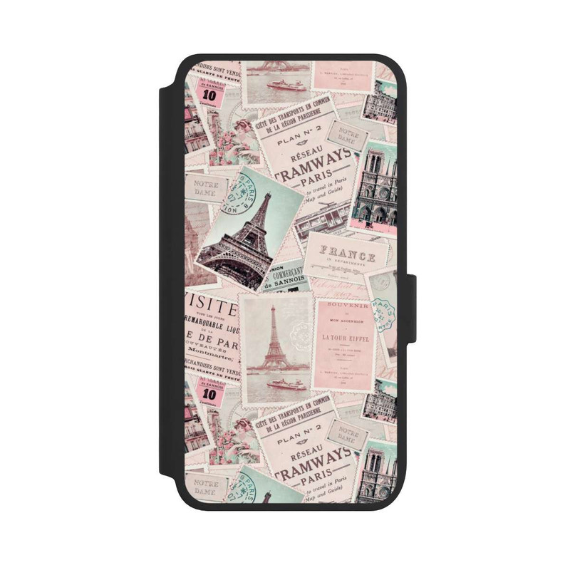 Galaxy S25 NIVOflip Vintage Paris Postcards Pattern