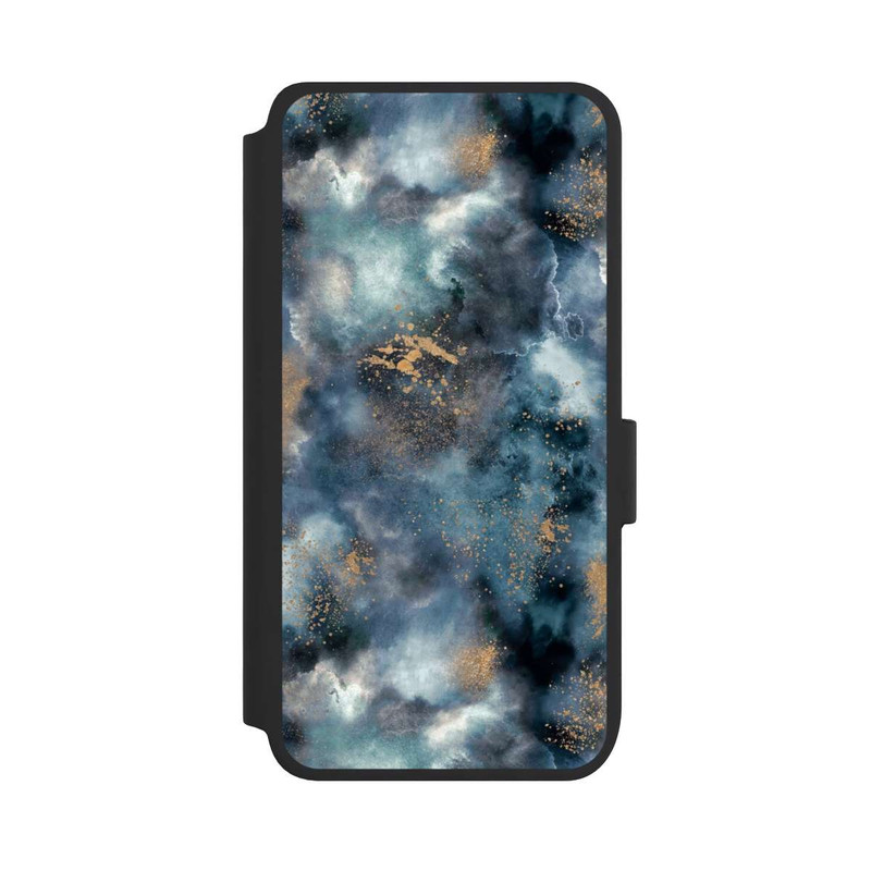 Galaxy S25 NIVOflip Smoky Marble Watercolor Navy
