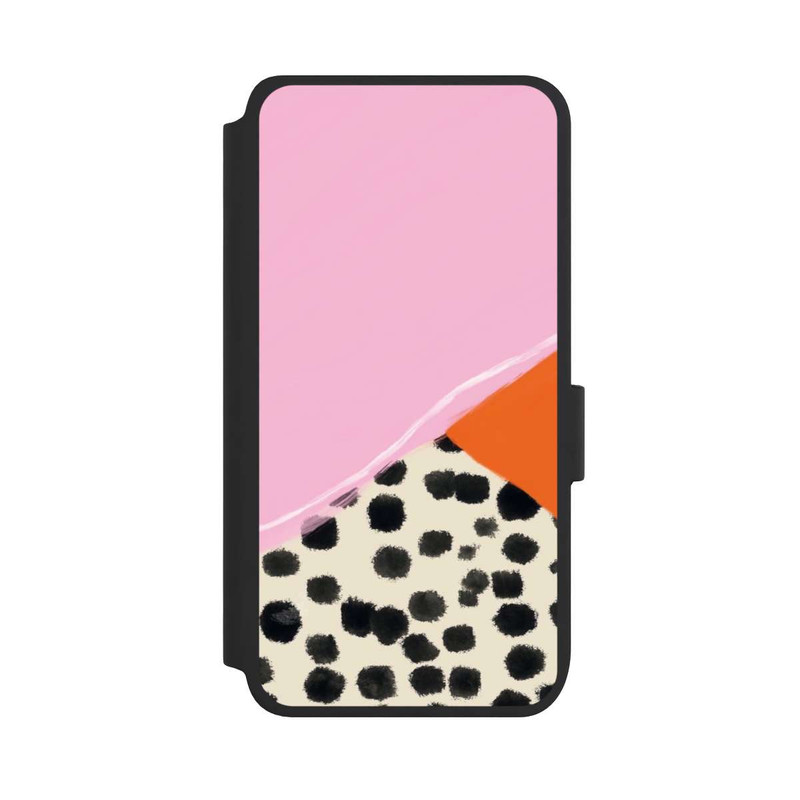 Galaxy S25 NIVOflip Rosa und Orange Gepunkteter Hintergrund