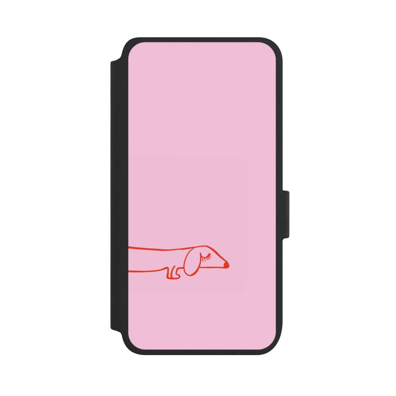 Galaxy S25 NIVOflip Dachshund Illustration Pink