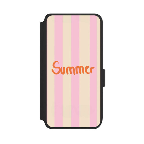 Samsung Galaxy S25 NIVOflip Summer- Rosa und Orange Streifen Hintergrund