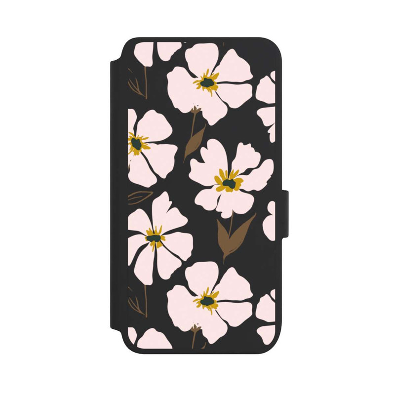 Galaxy S25 NIVOflip Simple Pastell Flowers Rose Transparent