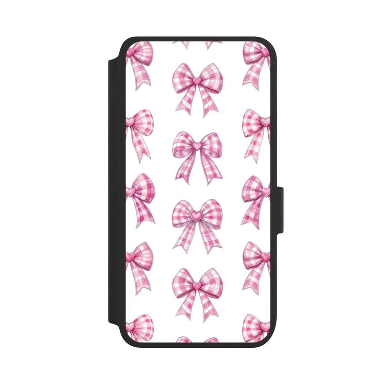 Galaxy S25 NIVOflip Pink Gingham Hearts and Bows