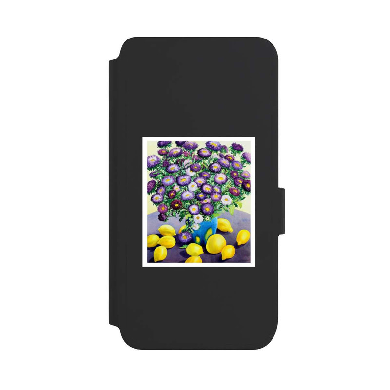 Galaxy S25 NIVOflip Purple Asters and Lemons by Christopher Ryland