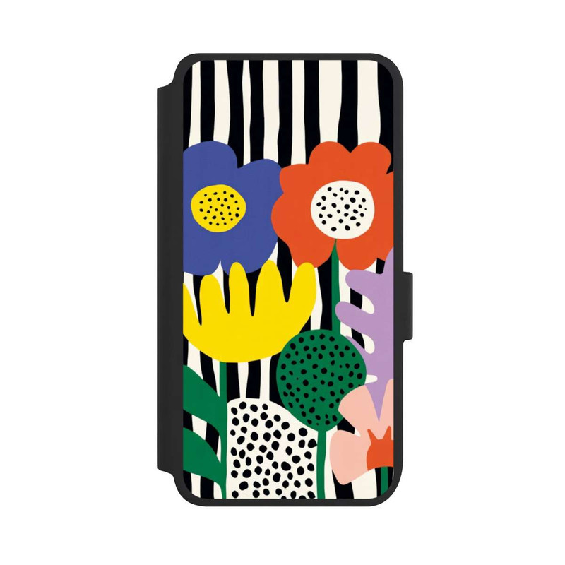 Galaxy S25 NIVOflip Flowers Striped Background