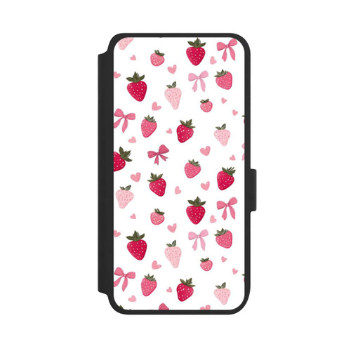 Samsung Galaxy S25 NIVOflip Erdbeer Herz Schleifen Muster Pink