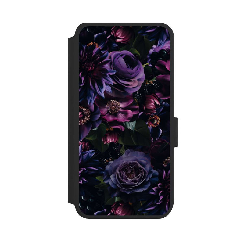 Galaxy S25 NIVOflip Dark Purple Flowers