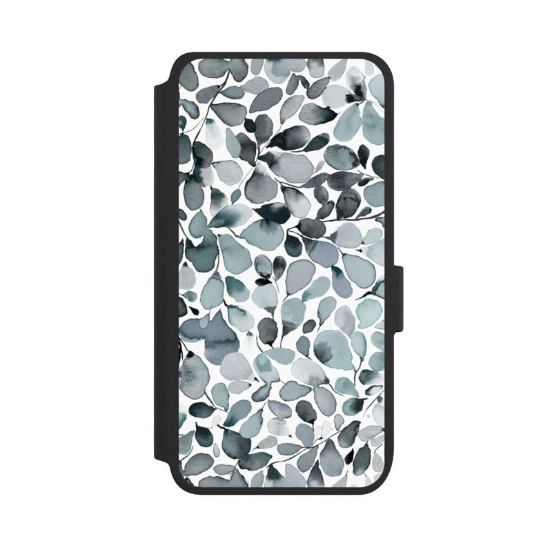 Galaxy S25 NIVOflip Eucalyptus Watercolor Leaves Grey