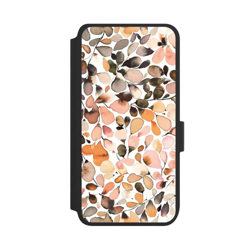 Samsung Galaxy S25 NIVOflip Eukalyptus Aquarellblätter Dunkelbraun Herbst