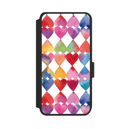 Samsung Galaxy S25 NIVOflip Colorful Watercolor Hearts Pattern