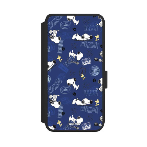 Samsung Galaxy S25 NIVOflip Peanuts Travel Stamps Pattern Blue