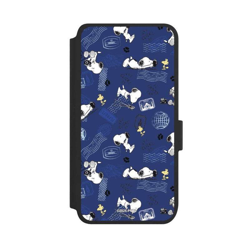 Galaxy S25 NIVOflip Peanuts Travel Stamps Pattern Blue
