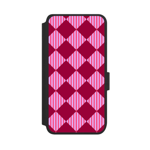 Samsung Galaxy S25 NIVOflip Rauten Muster Rot Rosa