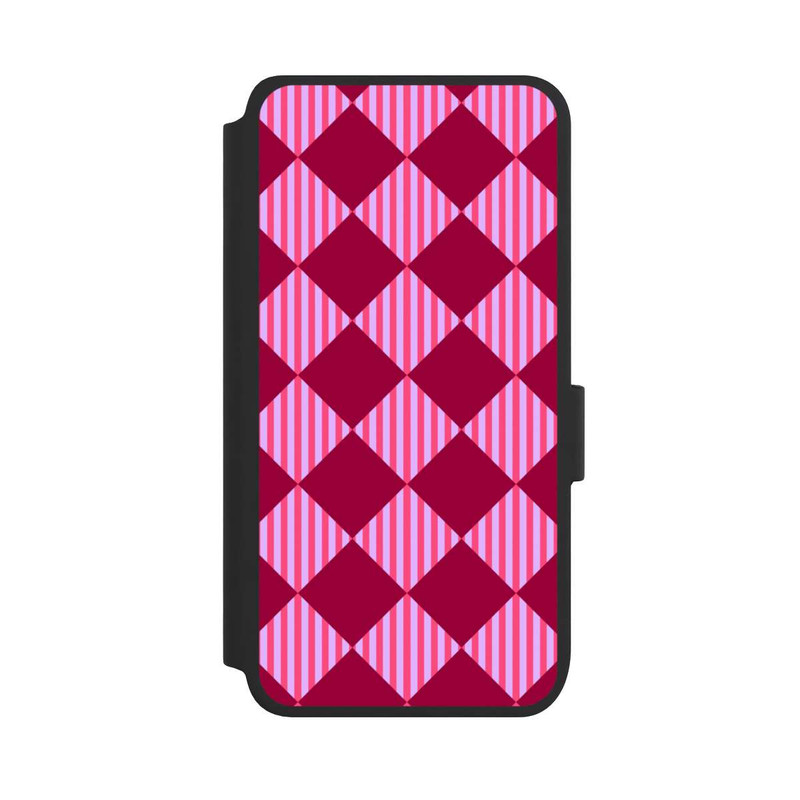 Galaxy S25 NIVOflip Diamond Pattern Red Pink