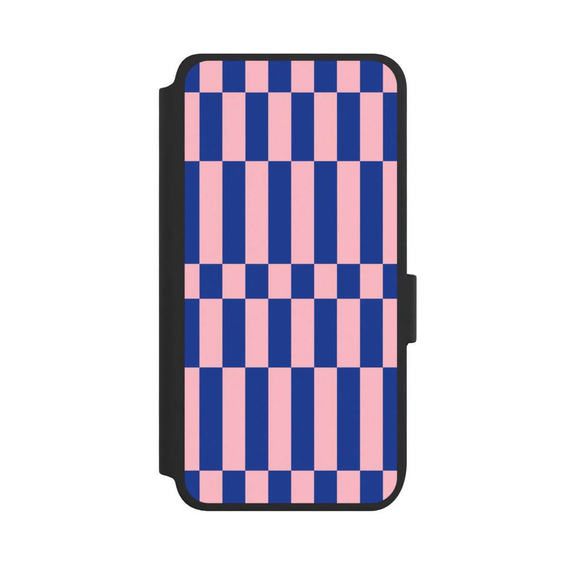 Galaxy S25 NIVOflip Checked Abstract Bold Electric Blue and Pink Color Block