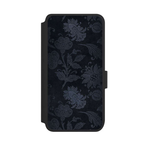Samsung Galaxy S25 NIVOflip  Silberne Blumen auf Samt