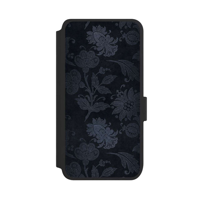 Galaxy S25 NIVOflip  Silberne Blumen auf Samt