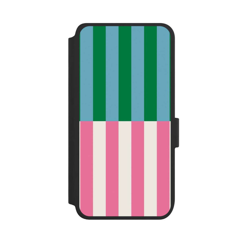 Galaxy S25 NIVOflip Motif Rayé Vert Rose